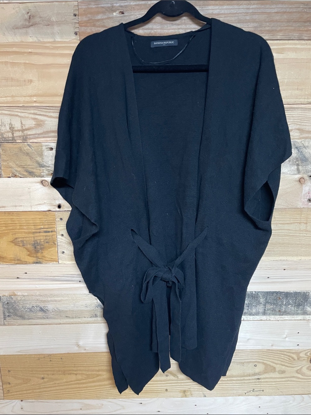 Banana Republic size OS Black Open Front Tie Soft and Stretchy Sweater Cardigan